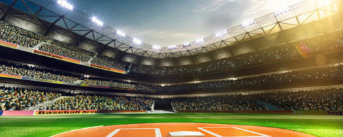 Professional baseball grand arena in sunlight Professional baseball grand arena in the sunlight